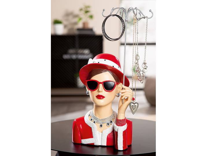 Schmuckständer Frau Chloe 22 x 39 x 16cm Rot/Silber
