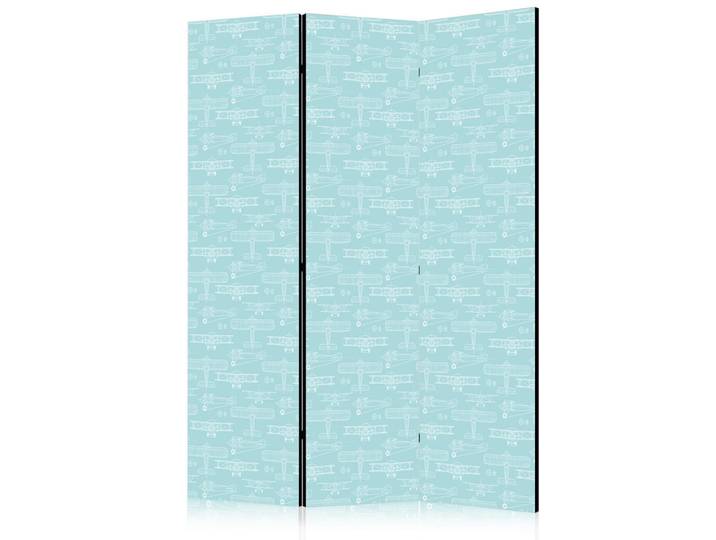 Muralo Paravent Beidseitig Bedruckter 3-tlg 135x172 cm Kleinflugzeuge, Blau, Holz, Märchen/ Fantasie, Rechteckig, 135x172x3 cm, Wohnzimmer, Raumteiler, Paravents