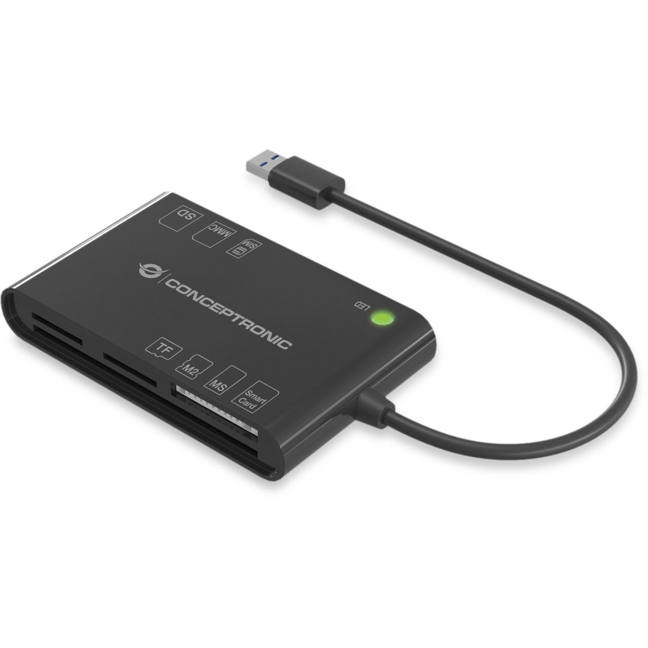 Conceptronic Smart ID Card Reader All-In-One schwarz