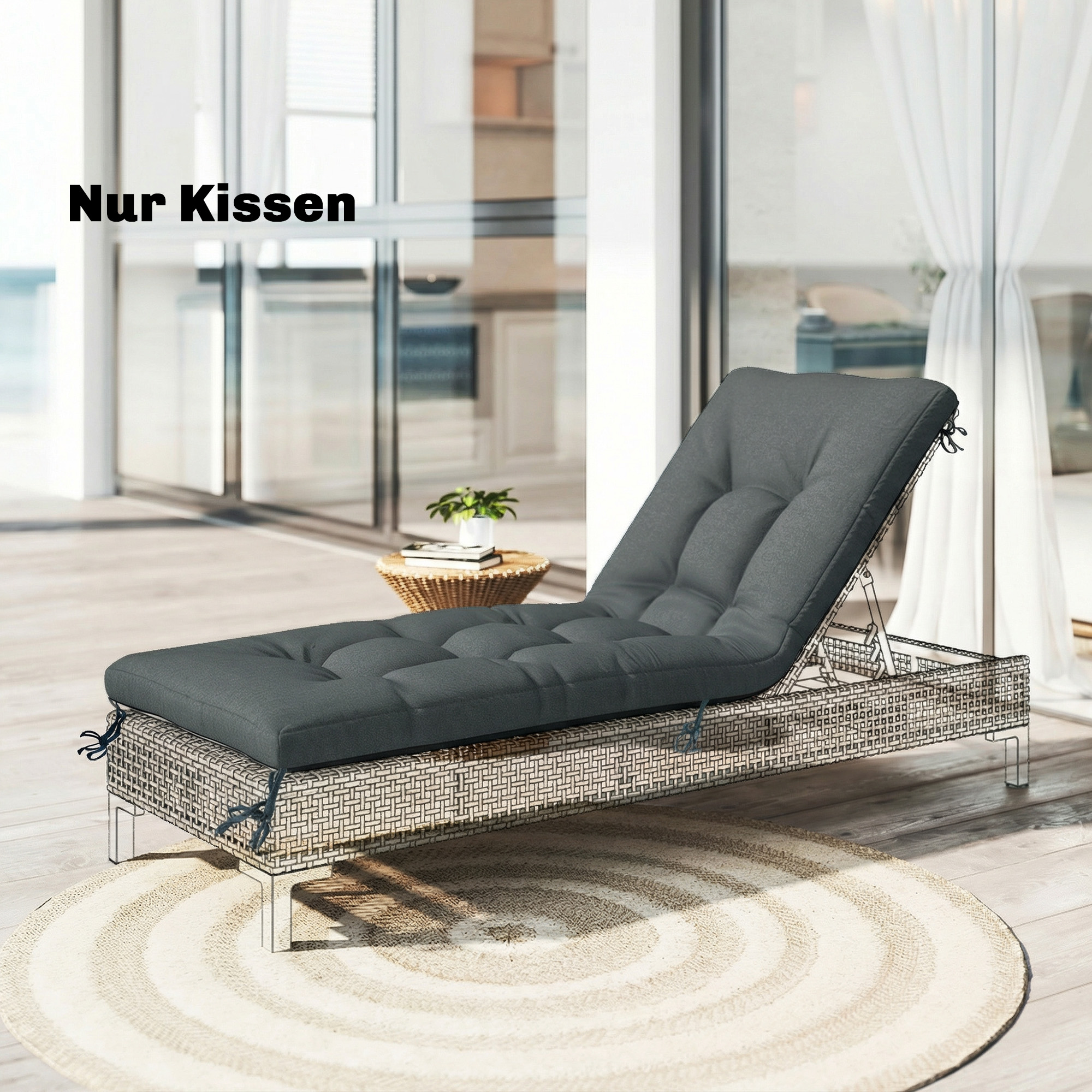 Outsunny Cuscino per pallet sfoderabile Cuscino con cinghie di fissaggio Imbottitura per pallet per la maggior parte dei lettini 198x65x13cm Grigio scuro   Aosom Italy