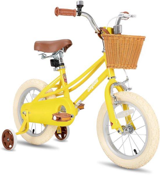 Kinderfahrrad 14 Zoll - Gelb - Mit Seitlenker - Für Mädchen im Alter von 3-5 Jahren - Luxento