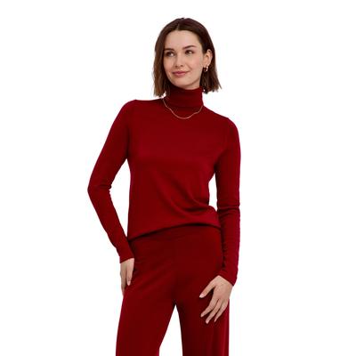 Strickpullover FALKE "Pure Merino Wool", Damen, Gr. XL, rot (rot velvet (8264)), Pullover Strickpullover