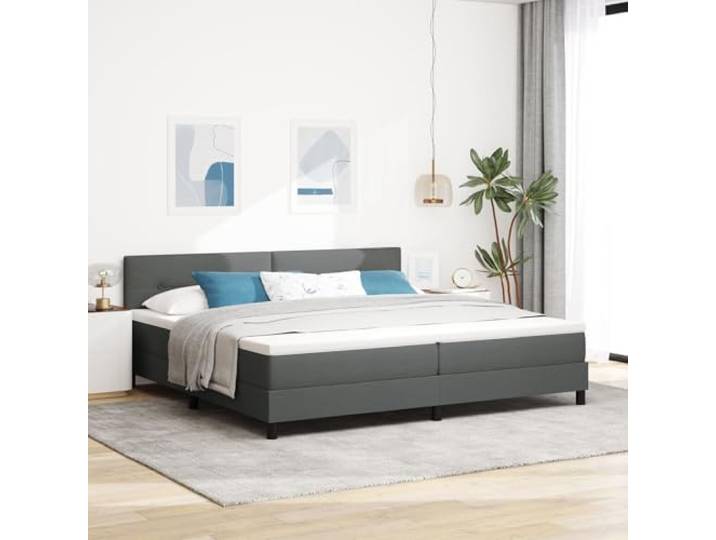 SKTQYQO Boxspringbett mit Matratze Dunkelgrau Hotel-Bettgestell Multifunktionales Bett Geeignet für Hotels und Studios 200x200cm Stoff
