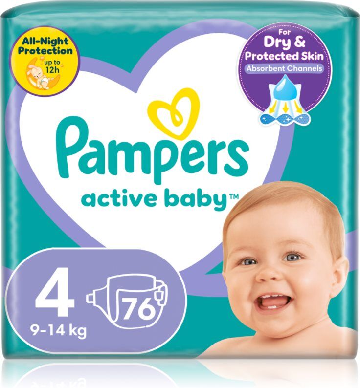 Pampers Active Baby Size 4 couches jetables 9-14 kg 76 pcs