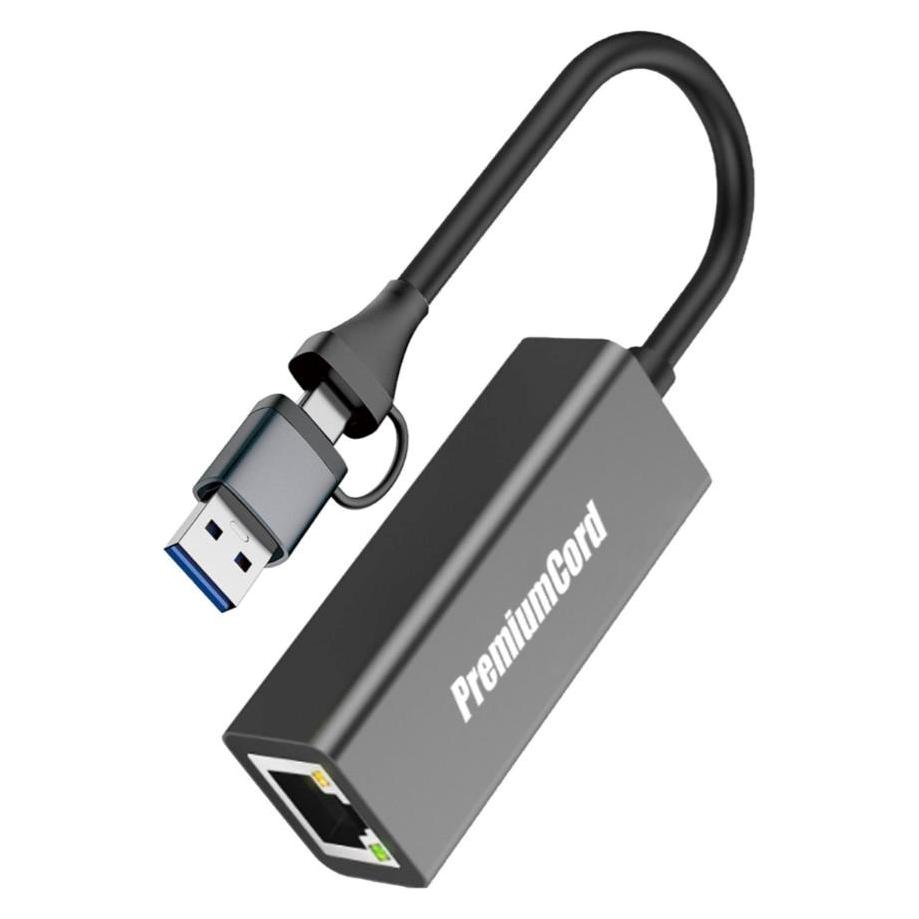PremiumCord Adaptér USB-C a USB-A na Gigabit 10/100/1000Mbps 15cm (USB-C) (ku31ether07)