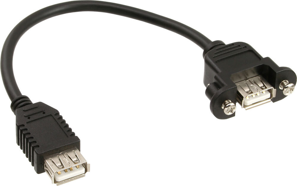 InLine USB A naar USB A kabel, USB 2.0, 0,2 meter, zwart