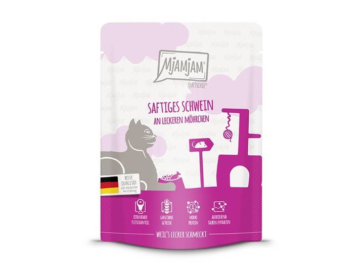 [Peut être servi frais pour l'été] MjAMJAM Quetschie Nourriture humide pour chat porc carotte 125 g
