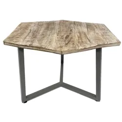 Amagohome Beistelltisch 56x47cm nachhaltig Wohnzimmer Tisch Couchtisch Nizza Metallgestell : altsilber - weiß gekälkt