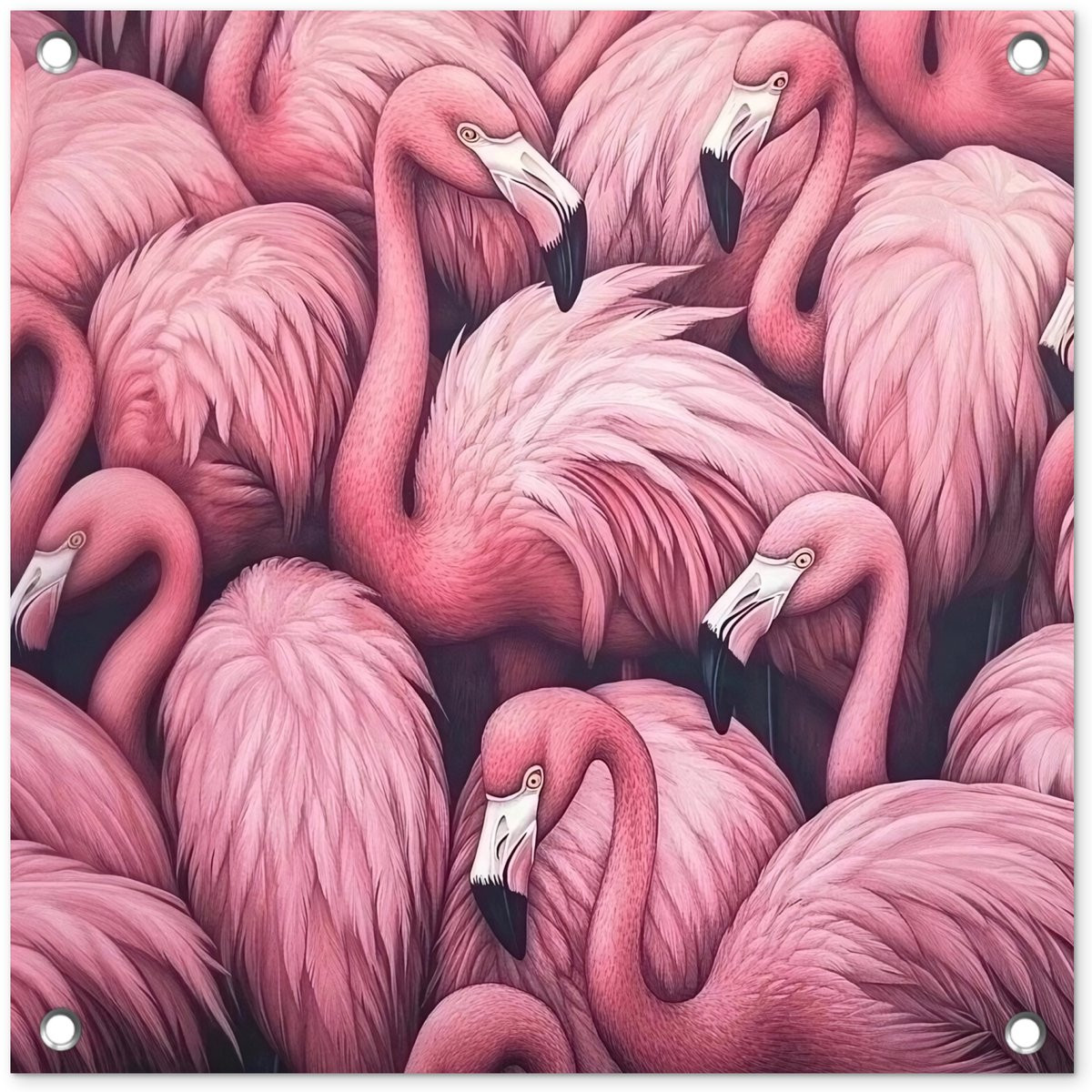 Tuindecoratie Flamingo Poster - Roze - 50 x 50 cm