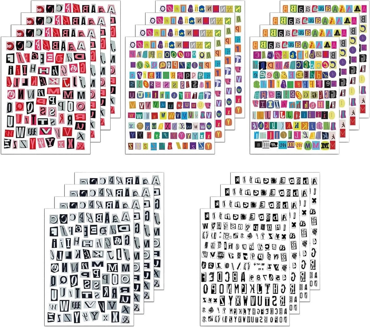 2220 stuks Vintage Alfabet Letterstickers - Waterproof PVC Scrapbooking Decoratie - Multicolor