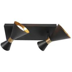 anne light & home Strahler 2-fl. "Preto" 4110ZW Schwarz + Gold STE-4110ZW