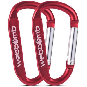 Webbomb Karabinerhaken 6658, Aluminium, 67x3,7mm, klein, rot eloxiert, 2 Stück
