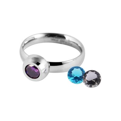 Fingerring AKZENT "Aalke, langlebig" Gr. 60, lila, Fingerringe, Damen, 60, Edelstahl, Fingerring