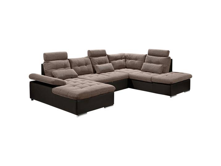 Mid.you Ecksofa, Dunkelbraun, Hellbraun, Füllung: Schaumstoff, U-Form, 324x218 cm, Made in EU, Typenauswahl, Stoffauswahl, seitenverkehrt erhältlich, Wohnzimmer, Sofas & Couches, Wohnlandschaften, Wohnlandschaft U-Form