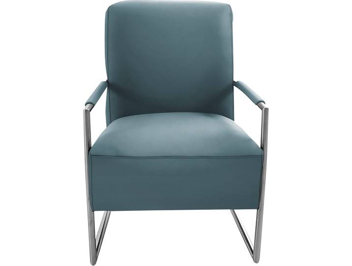 Cocktailsessel, Leder Longlife BRONCO, Blau, 62×77×83 cm, Bezogene Armlehnen, Industrial, K+W-Polstermöbel