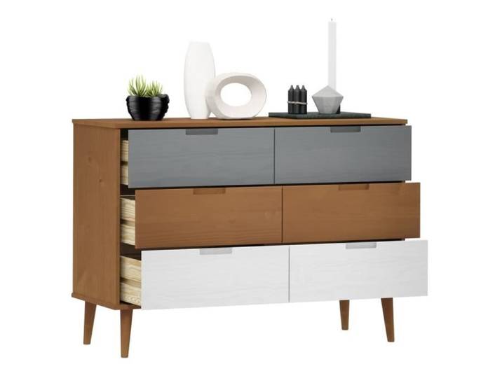 Commode - OMABETA - MOLDE - Marron - 113x40x80 cm - Bois massif verni UV