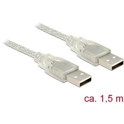 Delock USB-Kabel USB 2.0 USB-A Stecker, USB-A Stecker 1.50 m Transparent mit Ferritkern 83888