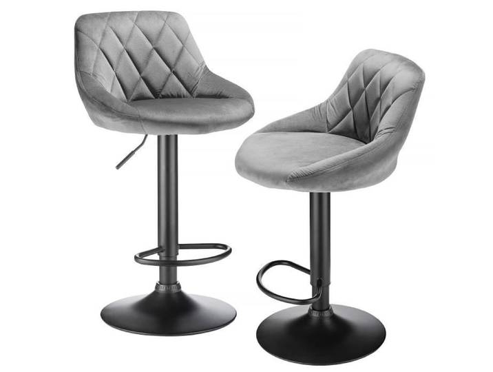 Tabourets de cuisine réglables en hauteur - HOMEWELL - Lot de 6 - Gris clair