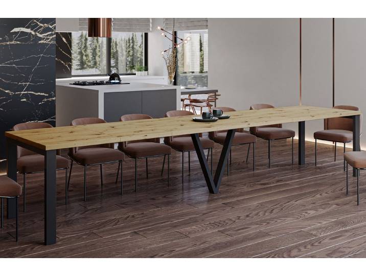 Endo-Moebel Esstisch Titan XXL 130-405 cm, Metallgestell, ausziehbar, 400cm Esstisch XXL 14 Personen riesiger Tisch 4m