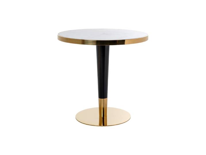 Runder Design Bistrotisch „Can Roca“ aus Edelstahl und Kunstmarmor Multicolor Richmond Interiors