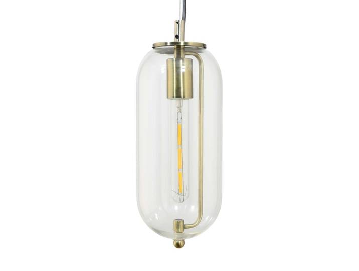 Suspension petit modèle en verre transparent et métal antique