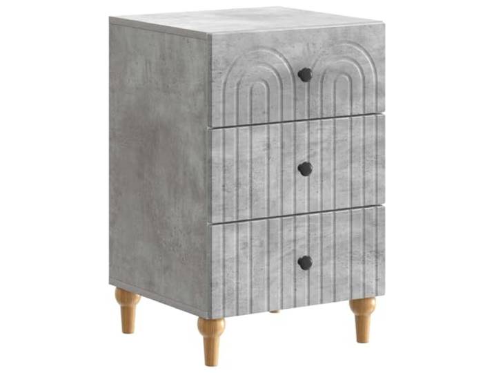 KDVXBCQJH Nachttisch Betongrau 43x41x66,5 cm mit 3 Schubladen Kompakter Nachtschrank im Schlafzimmer bietet mit 3 leichtgängigen Schubladen praktischen Platz für Ihre Abendlektüre.