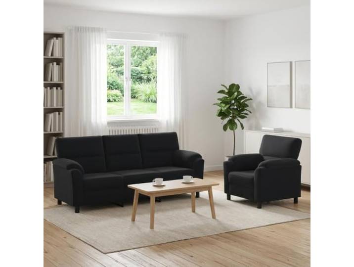 Sofa-Set 2 Stück Schwarz Samt Metallrahmen,konische Beine,Kissenrücken-Design,Samtoberfläche,langlebig,pflegeleicht