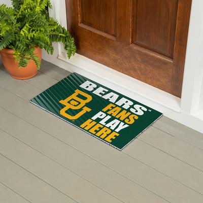 Evergreen "28 in. x 16 in. Baylor University ""Fans Play Here"" PVC Door Mat"