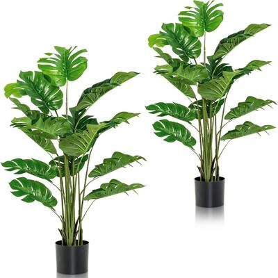 2 PCS 5FT Faux Tropical Monstera Greenery Home Outdoor Accent