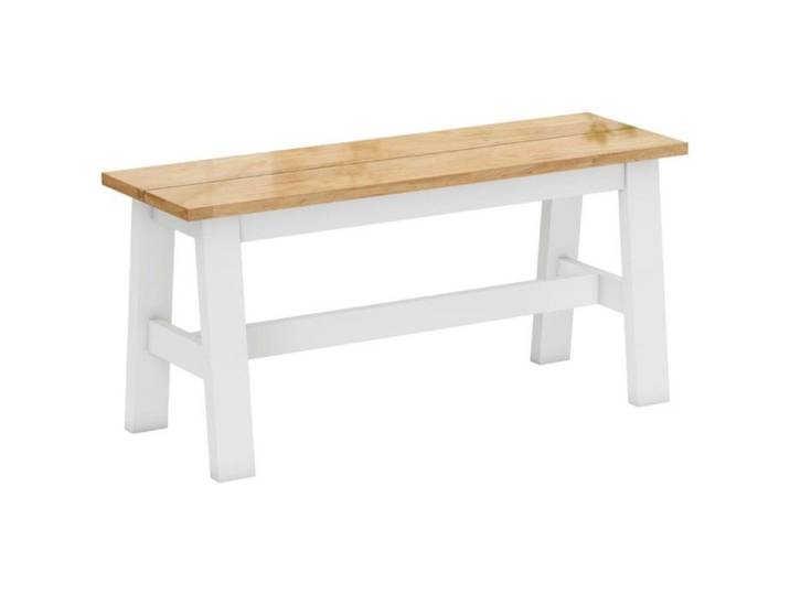 Banc 2 personnes chêne blanc - Banc bois hévéa design avec barre transversale pour salon salle à manger couloir