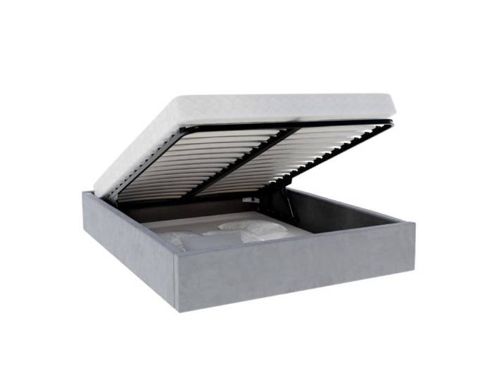 Lit coffre ORLANDO 160x200 - Sommier inclus Gris clair