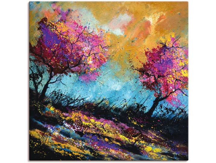 Leinwandbild ARTLAND Herbst-Eichen , lila (farbe bild(er): lila), B:70cm H:70cm, Bilder, Leinwandbild, auf Holzrahmen gespannt