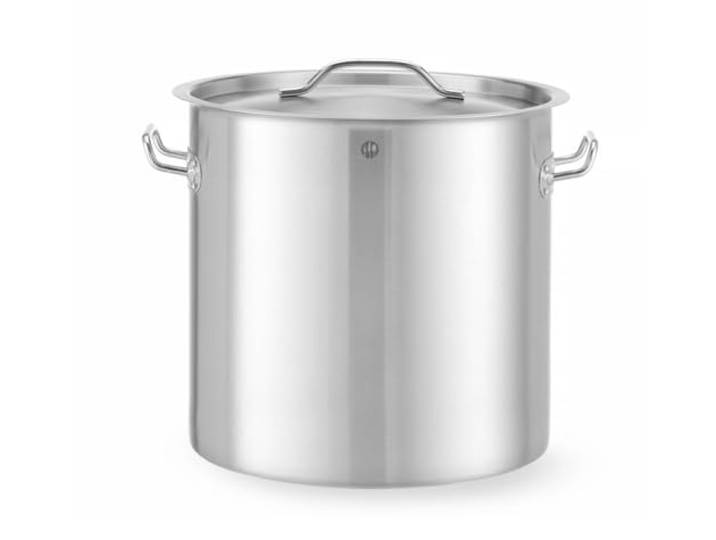 HENDI Kochtopf, hoch, mit Deckel, 25L, ø345x(H)350mm, Edelstahl Geeignet für alle Herdarten, flacher Boden, kühl bleibende Griffe, Induktionskochtopf, Bratentopf, Fleischtopf