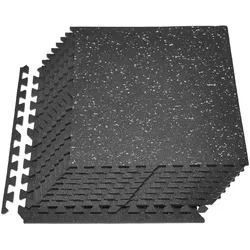 VEVOR 12 x Puzzlematte Bodenschutzmatte 61 x 61 x 10 cm, Hochdichte EVA-Schaumstoffmatte, Ineinandergreifende Fitnessmatte Gymnastikmatte Sportmatte, Trainingsmatte (Schwarz) mit Grauen Punkten