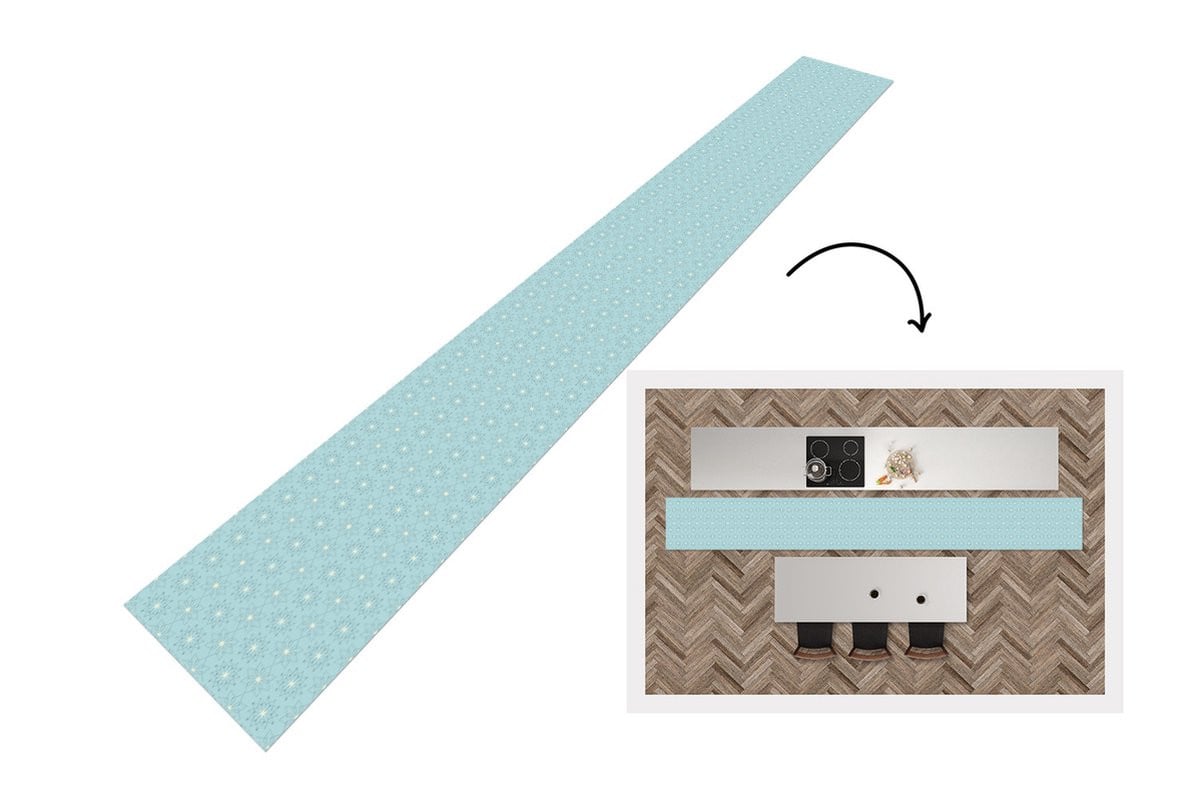 Keukenloper met sneeuwvlokken en sterren design - Winter thema - 400 x 50 cm