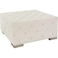 SITZPOUF Creme 90x90x45 cm quadratisch aus Leinen mit Metallfüße
