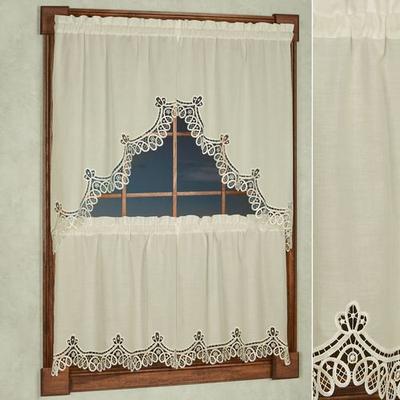 Touch of Class Abilene Tier and Swag Set Ecru, 56 x 24, Ecru