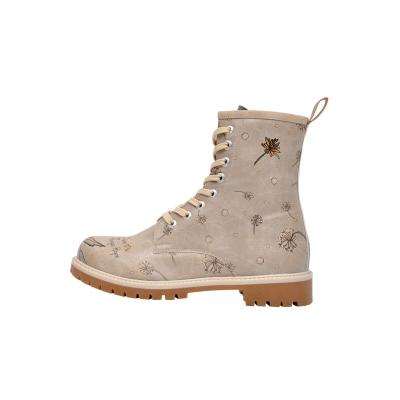 Schnürboots DOGO "Long Boots Schnürstiefel There Is Always Hope Damen", Damen, Gr. 37, gefüttert, Normalschaft, grau, Lederimitat, Schuhe Schnürboots, Handgefertigt