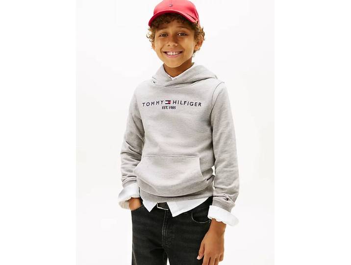 Tommy Hilfiger essentiële capuchontrui kinderen geslacht neutraal lichtgrijs melange 92