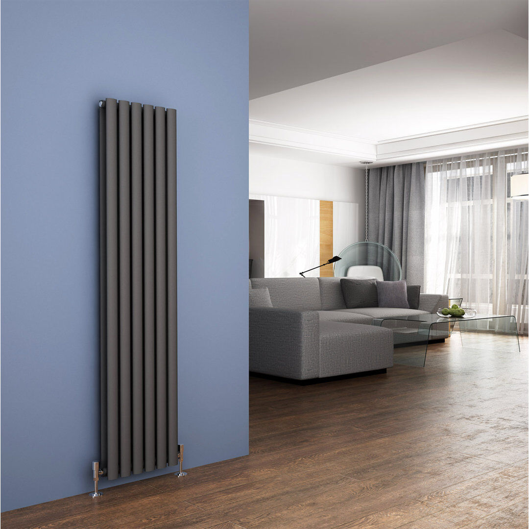 Belfry Heating Liberty Vertical Oval Panel Radiator Anthracite 160cm H x 36cm W x 8.2cm D