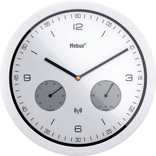 Mebus 52826 Funk Wanduhr 26cm x 42mm Weiß