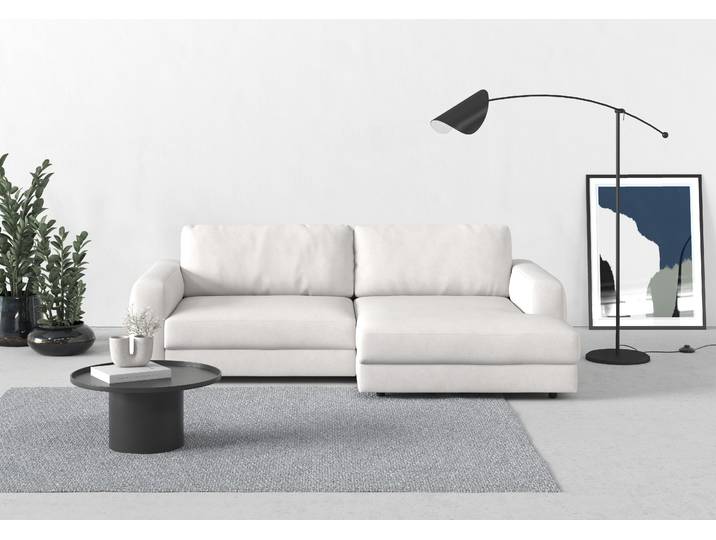 Ecksofa, Polyester-Nylon, Silber, 250×176 cm, XXL mit Sitztiefenverstellung, Modern, Trendmanufaktur