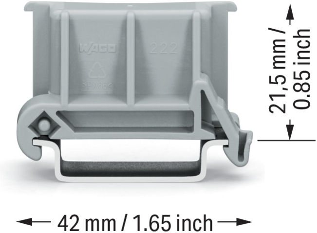 WAGO Adaptateur d’angle 222-510 gris pour montage sur rail DIN 35 (222-510)