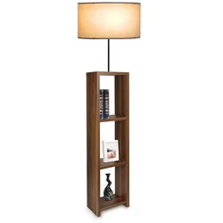 Helloshop26 - Stehlampe Leuchte Licht Beleuchtung redditch mit Regal Höhe 150 cm E27 Holzoptik / schwarz / beige