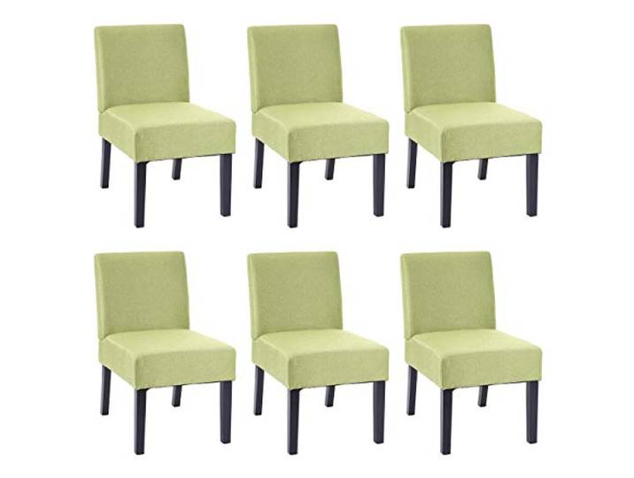 Mendler 6er-Set Esszimmerstuhl HWC-F61 Stoff/Textil - grün