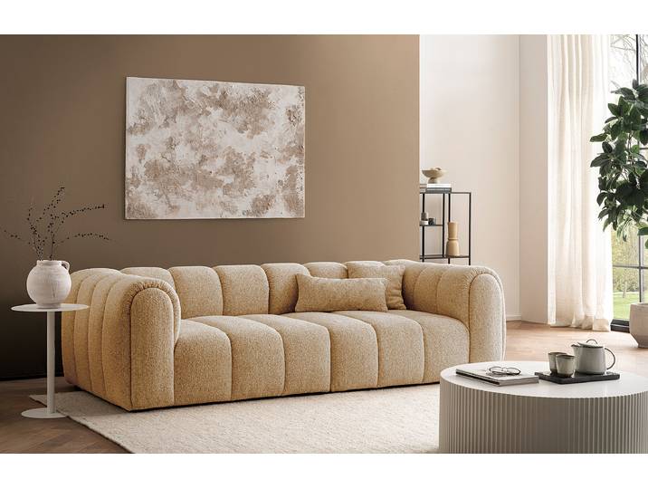 Big-Sofa DREVJA Gold Webstoff Hevi 118 x 69 x 254cm Modern