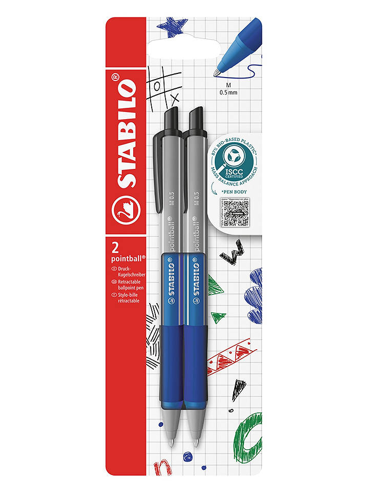 STABILO 4er-Set: Druck-Kugelschreiber in Blau - 2 x 2 Stück - onesize