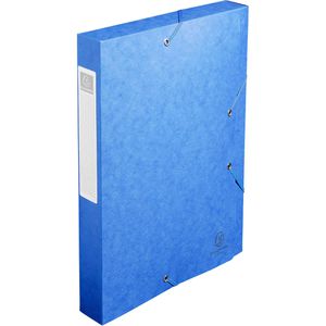 Exacompta Heftbox Cartobox, 14005H, aus Colorspan-Karton, A4, 4 cm Füllhöhe, blau, Verschluss seitlich mit Gummizug