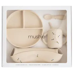 Mushie, Kindergeschirr + Kinderbesteck, Set