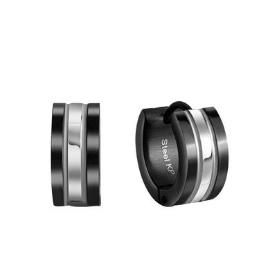 Paar Creolen FIRETTI "Schmuck Geschenk Bicolor, Ø ca. 13 mm", silber (schwarz, silberfarben), Ohrringe, Damen, 13mm, Edelstahl